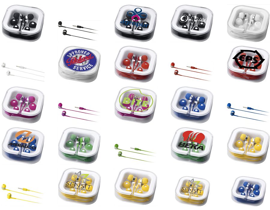 A selection of coloured option of the earbuds