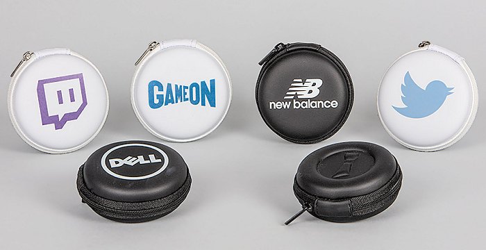 Earbud with Fabric Sleeve optional zipped cases for branded earbuds.