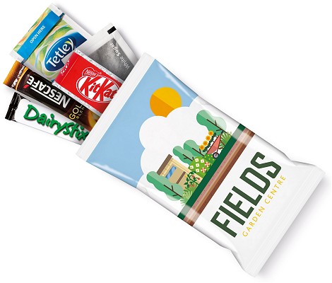 Logo Branded Snack Pack with Tea, Coffee, Milk, Sugar & KitKat
