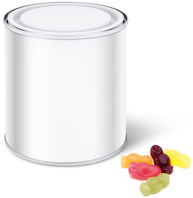 Logo Printed Calendar Tin of Jelly Babies with a blank wrap before we print your logo 