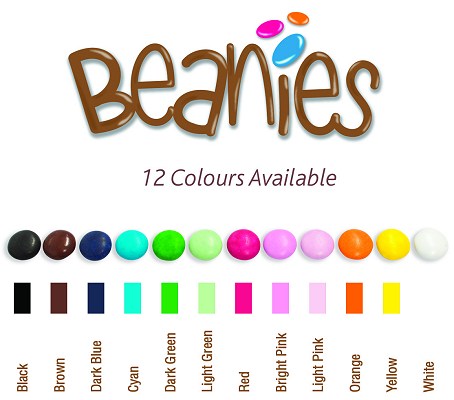 Range of colours for Promotional Chocolate Beanies Bag 10 gram