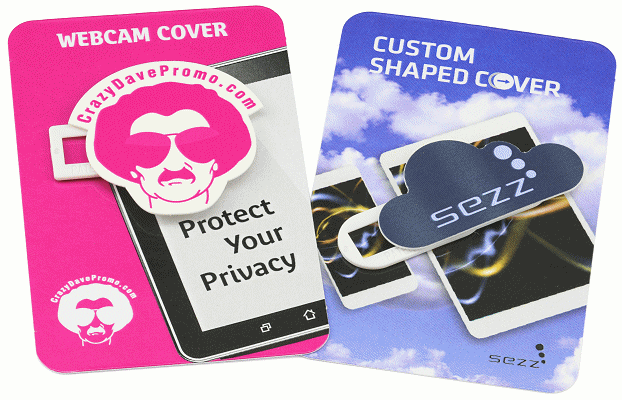 Custom Webcam Cover mounted on printed cards