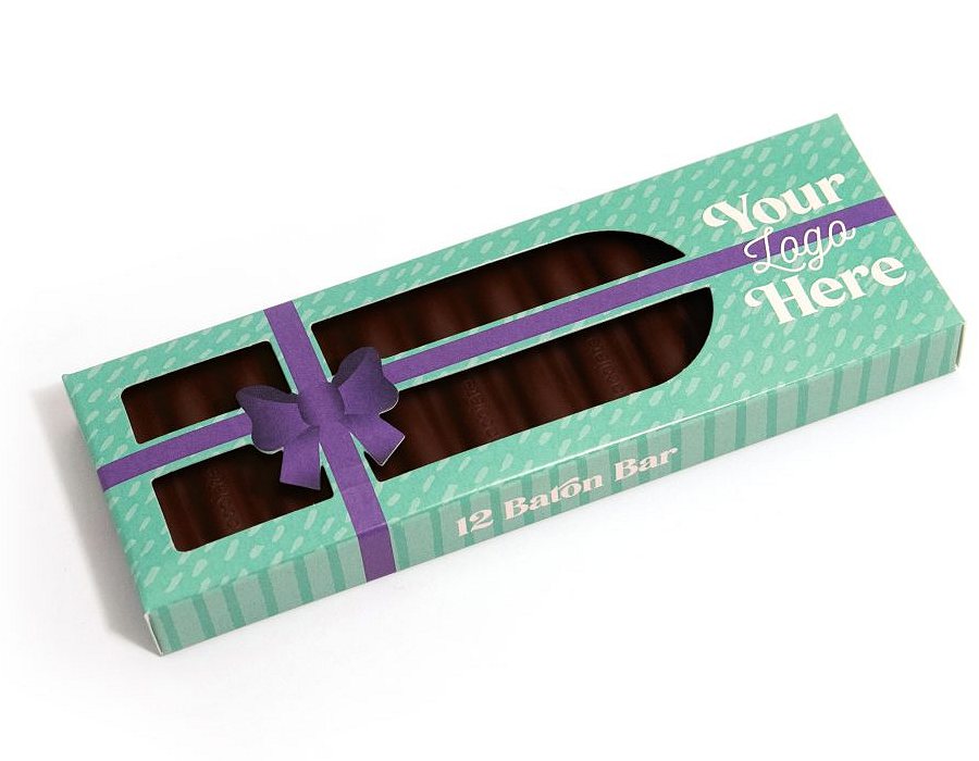 Promotional Vegan Dark Chocolate 12 Baton Bar, Boxed