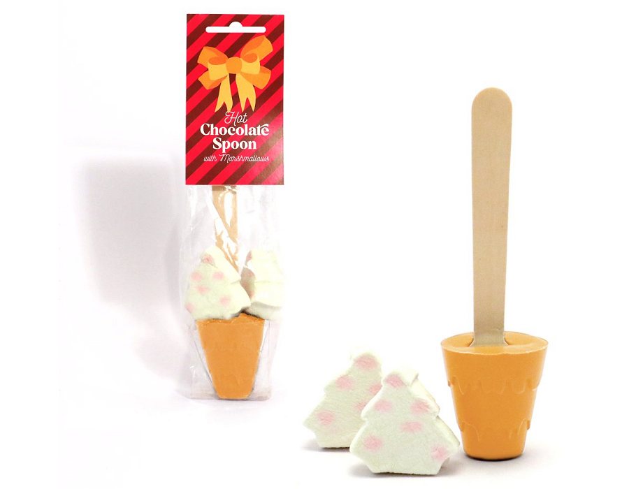 Promotional Info Card Gold Hot Choc Spoon with Marshmallows
