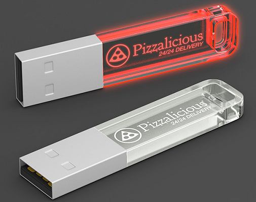 Red glowing LED Logo USB Stick