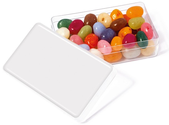 Jelly Beans in a Maxi Rectangle with blank lid for logo customisation