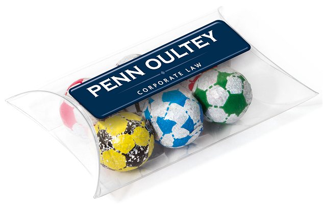 Promotional Foil Wrapped Chocolate Footballs in a Large Pouch