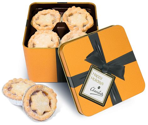 Mince Pies in a Large Gold Square Tin