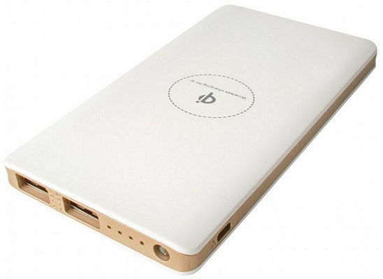 Wireless Power Bank 8000mAh White with Gold Trim