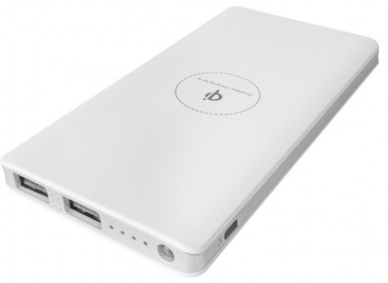 Wireless Power Bank 8000mAh White with Silver Trim