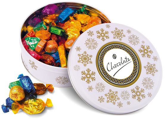 Promotional Quality Street in a Christmas Branded White Tin
