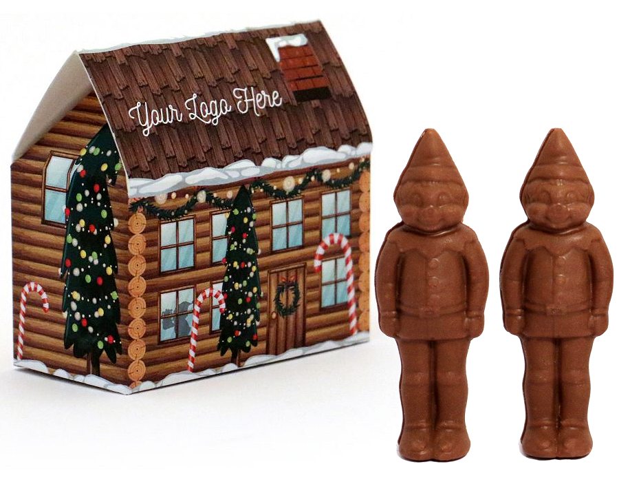 Promotional Chocolate Santas Elves in a House Box