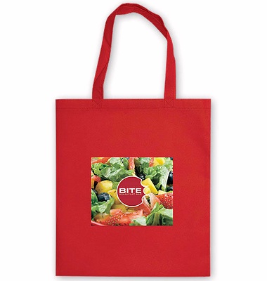 Tote Bag Promotional Giveaway red colour fabric full colour print